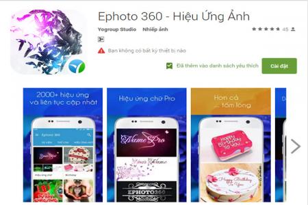 Ghép ảnh tết online với ứng dụng ephoto 360 cho android